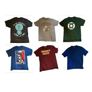 Six T-Shirt Lot Mens Size Medium Pop Culture All Same Size Measurements